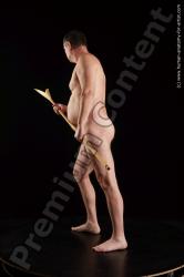 Nude Fighting with spear Man White Standing poses - ALL Chubby Short Grey Standing poses - simple Standard Photoshoot Realistic
